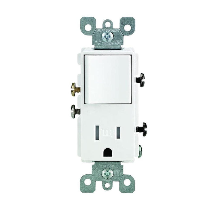 Leviton Decora 15 Amp Tamper-Resistant Combo Switch and Outlet, White (R62-T5625-0WS)