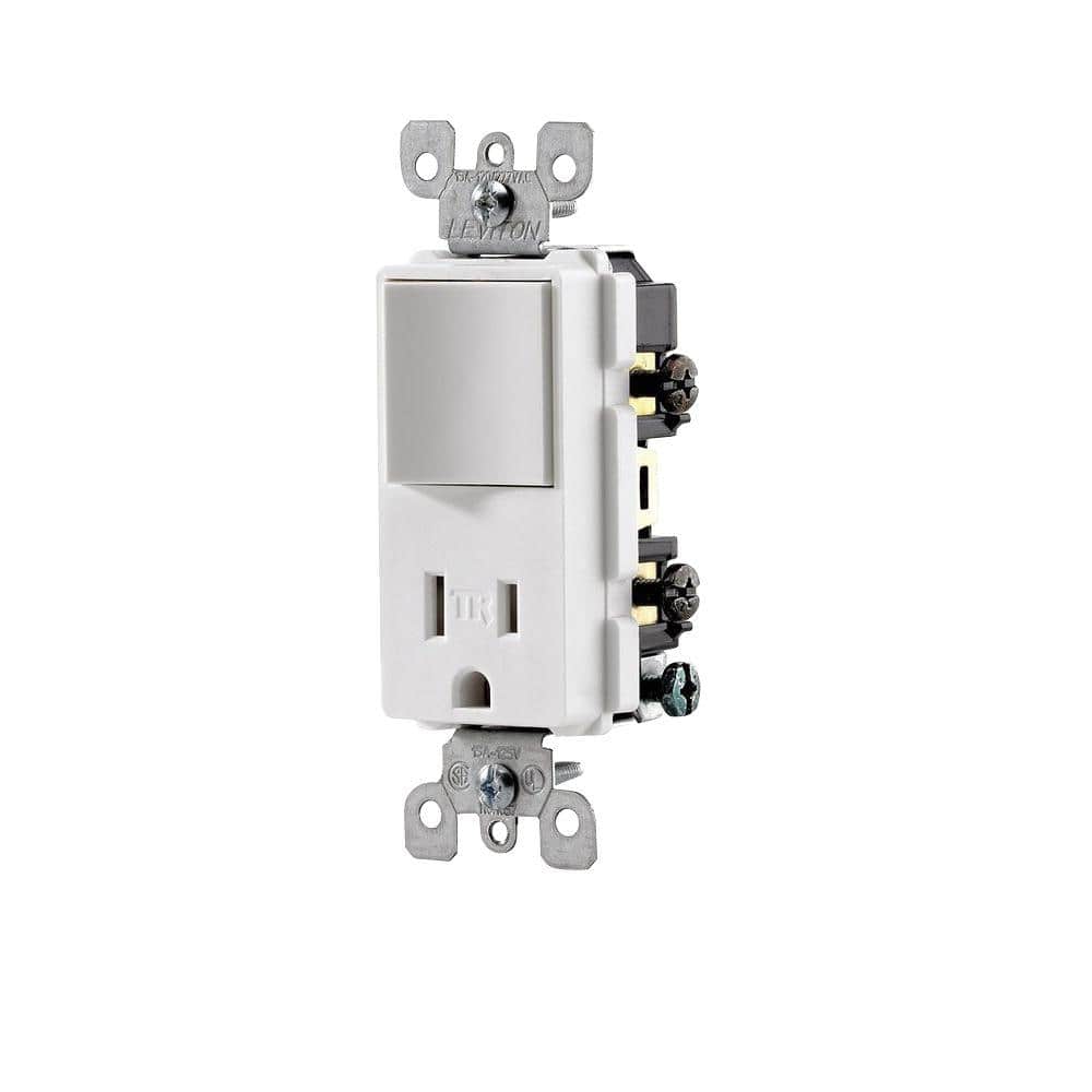 Leviton Decora 15 Amp Tamper-Resistant Combo Switch and Outlet, White (R62-T5625-0WS)