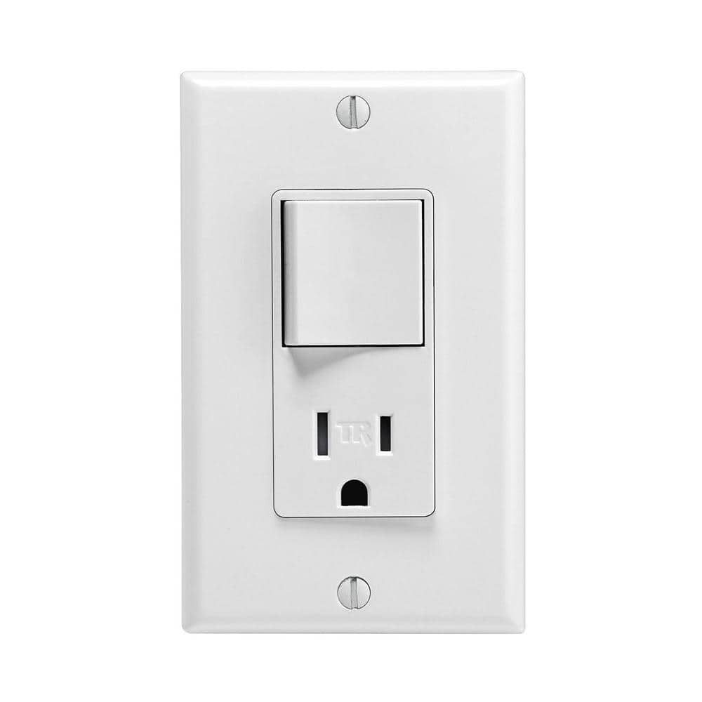 Leviton Decora 15 Amp Tamper-Resistant Combo Switch and Outlet, White (R62-T5625-0WS)