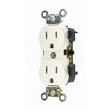 Leviton 15 Amp Industrial Grade Narrow-Body Duplex Outlet, White