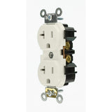 Leviton 20 Amp Industrial Grade Heavy Duty Self-Grounding Duplex Outlet, White (NEMA 5-20R)