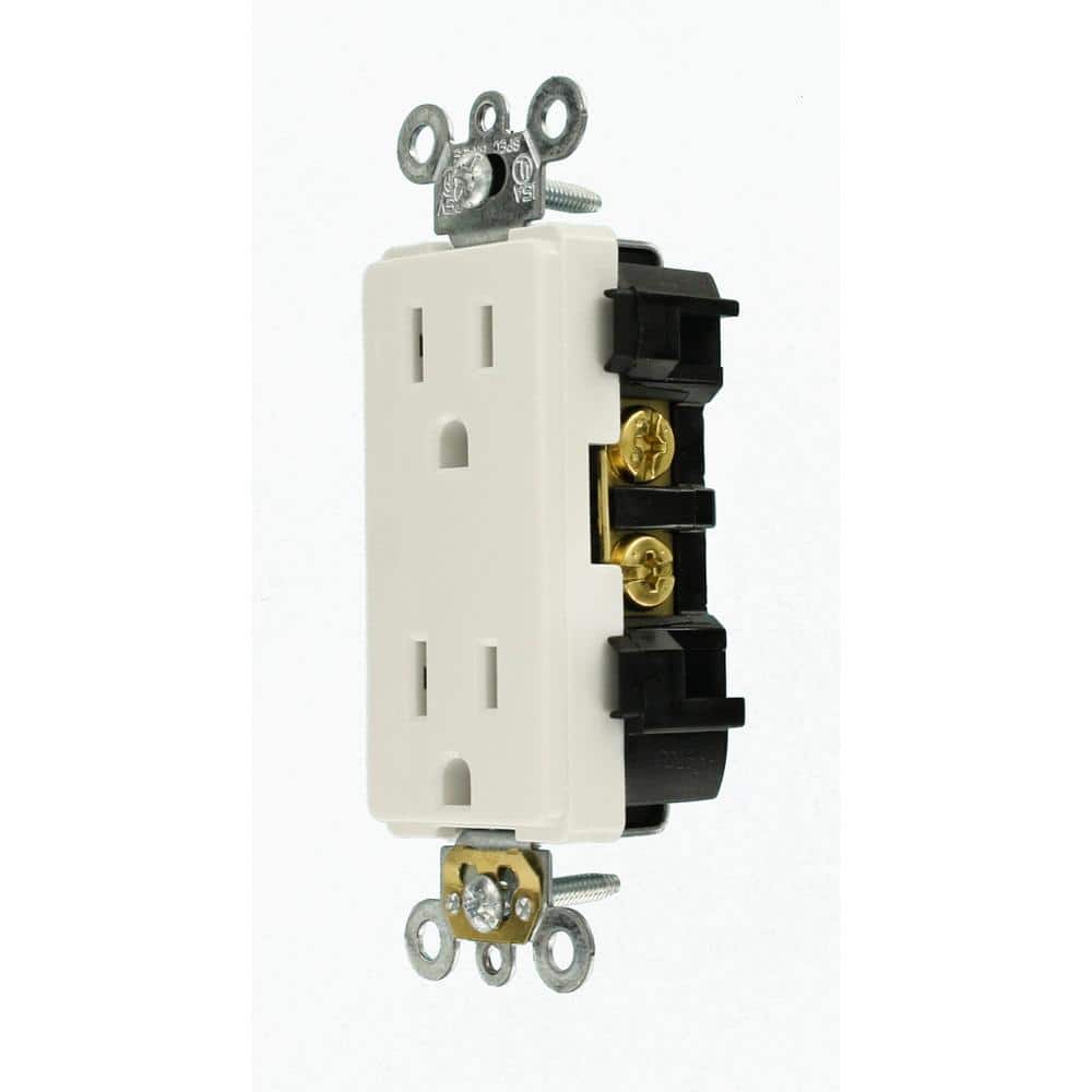 Leviton Decora Plus 15 Amp Industrial Grade Duplex Outlet, White