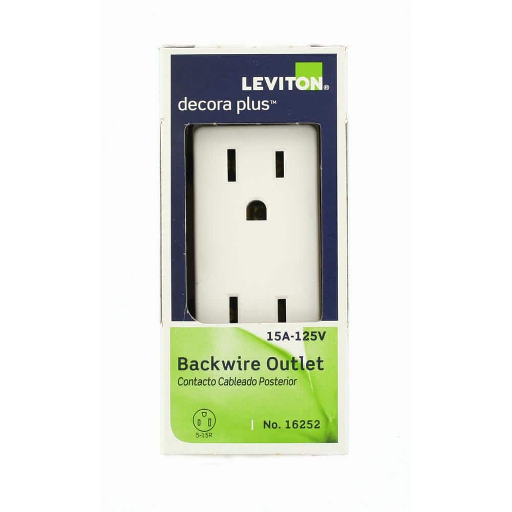 Leviton Decora Plus 15 Amp Industrial Grade Duplex Outlet, White