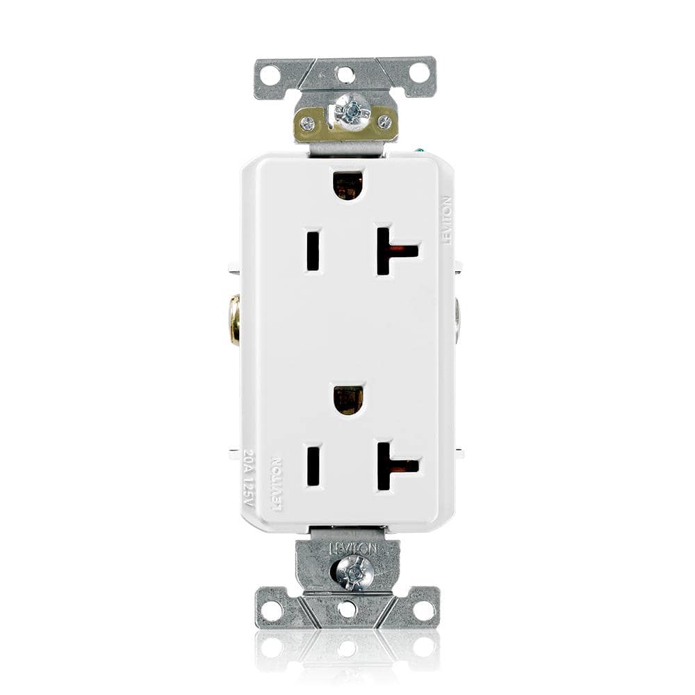 Leviton Decora Plus 20 Amp 125-Volt Industrial Grade Duplex Outlet/Receptacle, White (R82-16352-0WS)