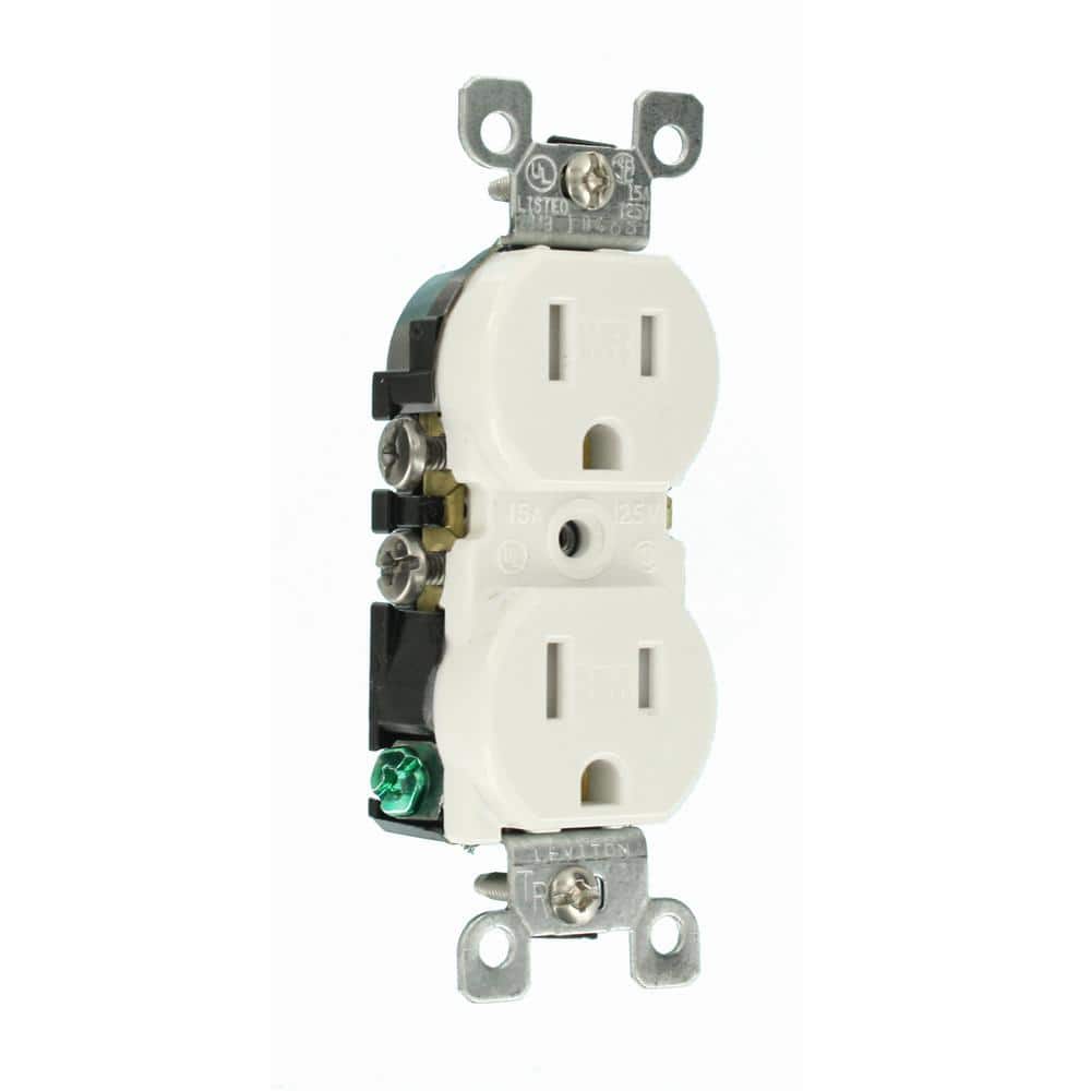Leviton 15 Amp Weather & Tamper-Resistant Duplex Outlet, 125V, White (W5320-T0W)