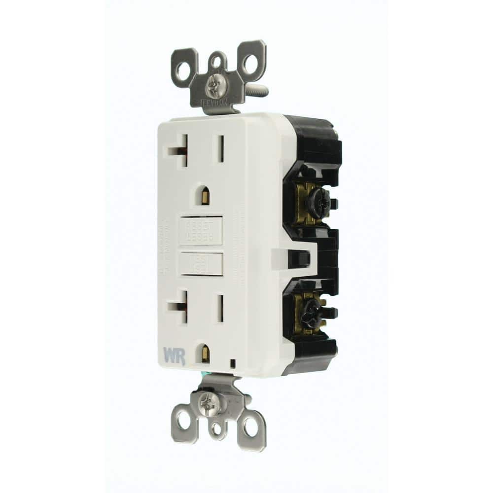 Leviton 20 Amp SmartlockPro Weather Resistant GFCI Outlet, White (GFWR2-W)