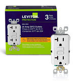 Leviton 20 Amp Self-Test SmartlockPro Slim GFCI Duplex Outlet, White (3-Pack)