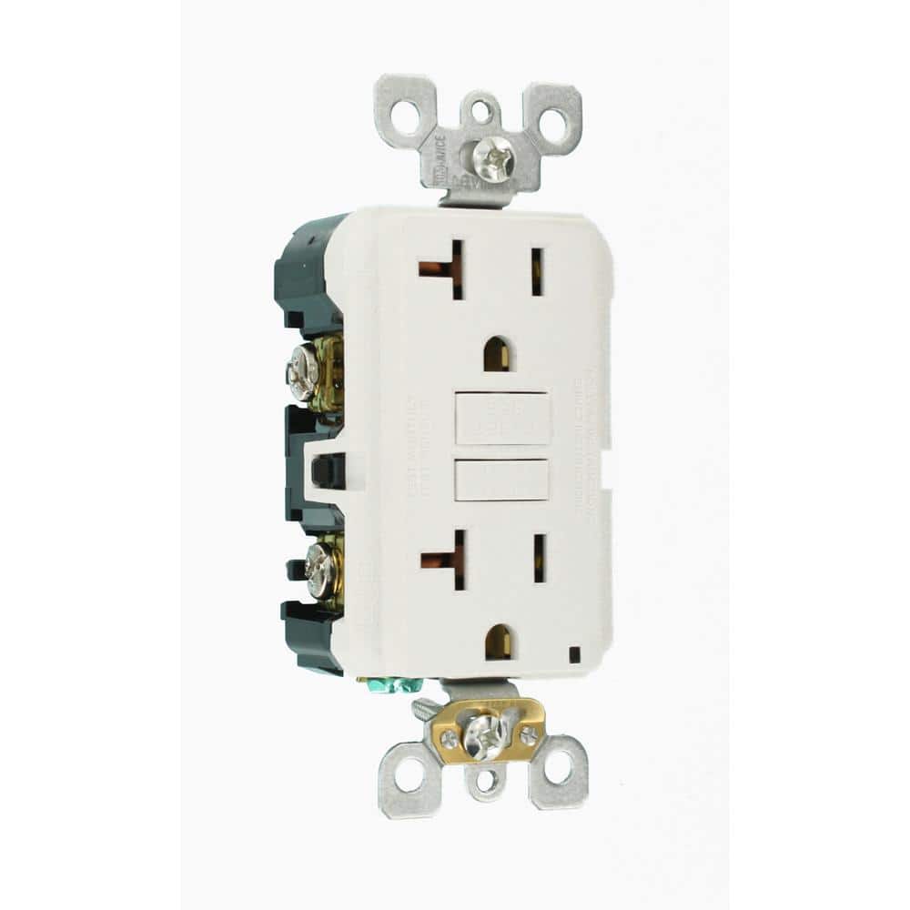 Leviton 20 Amp Self-Test SmartlockPro Slim GFCI Duplex Outlet, White (3-Pack)