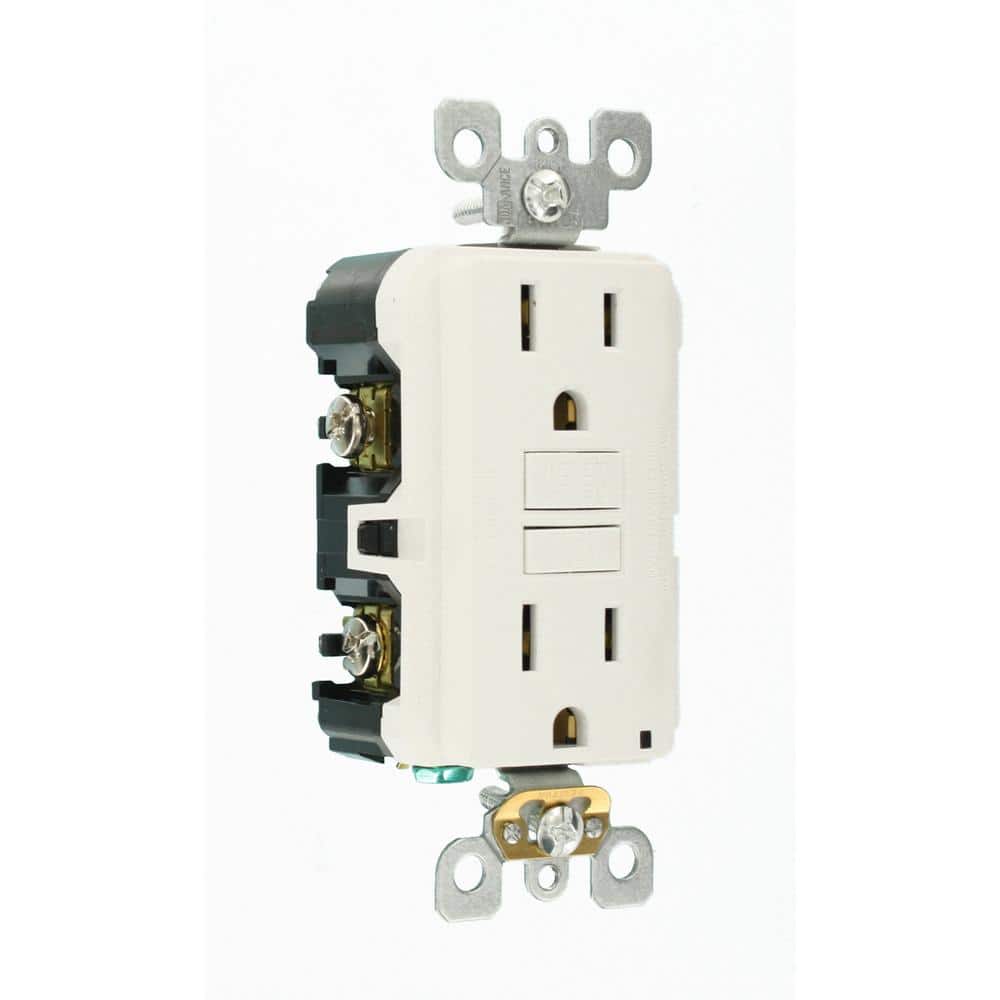 Leviton 15 Amp 125-Volt Duplex Self-Test Slim GFCI Outlet, White (4-Pack)