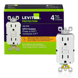 Leviton 15 Amp 125-Volt Duplex Self-Test Slim GFCI Outlet, White (4-Pack)