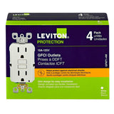 Leviton 15 Amp 125-Volt Duplex Self-Test Slim GFCI Outlet, White (4-Pack)