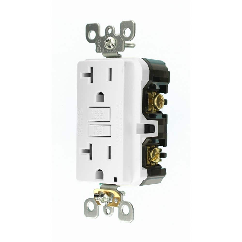 Leviton 20 Amp 125-Volt Duplex SmarTest Self-Test SmartlockPro Tamper-Resistant GFCI Outlet, White (4-Pack)