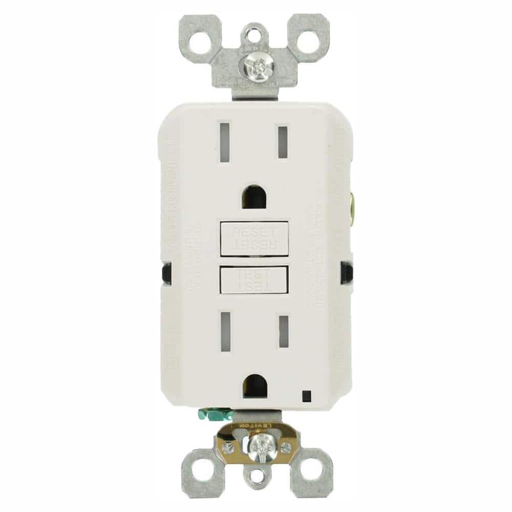 Leviton 15 Amp Self-Test SmartlockPro Slim Tamper-Resistant GFCI Duplex Outlet, White (3-Pack)
