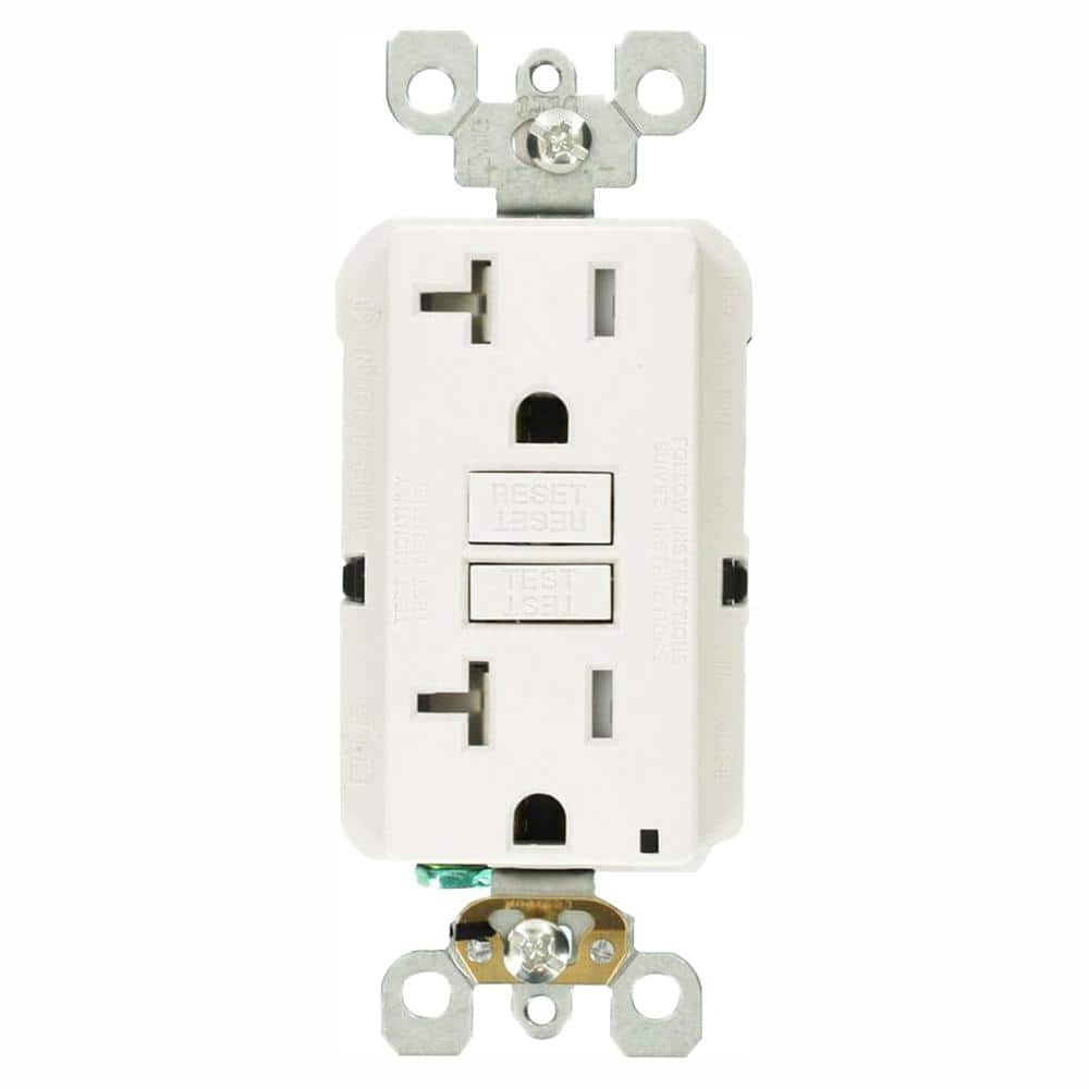 Leviton 20 Amp Self-Test SmartlockPro Slim Duplex Tamper Resistant GFCI Outlet, White (3-Pack)