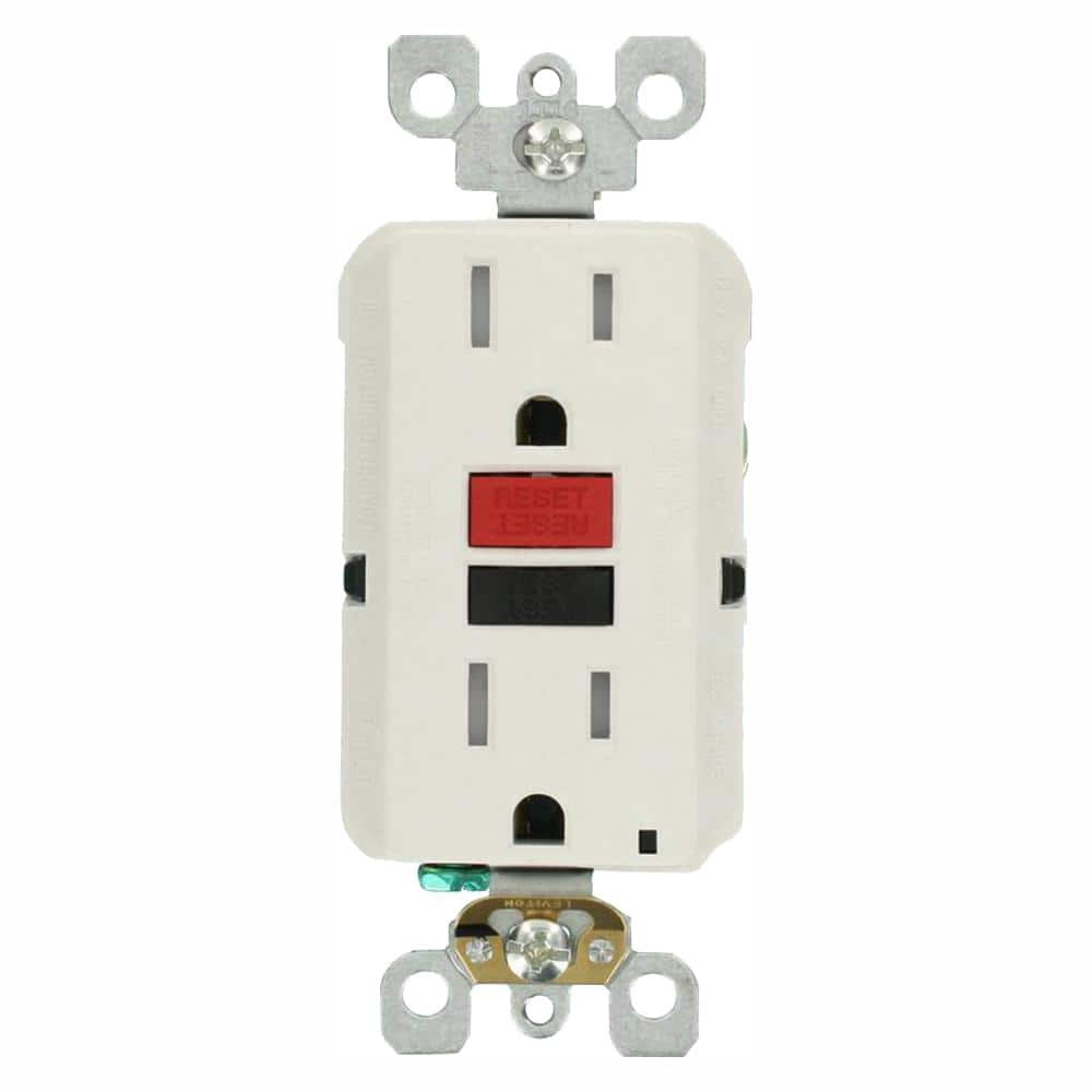 Leviton 15 Amp Self-Test SmartlockPro Slim Duplex Tamper Resistant GFCI Outlet, White (3-Pack)