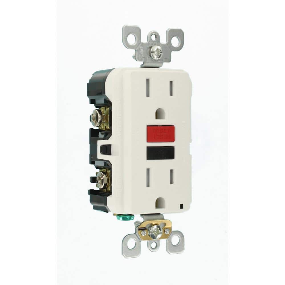 Leviton 15 Amp Self-Test SmartlockPro Slim Duplex Tamper Resistant GFCI Outlet, White (3-Pack)