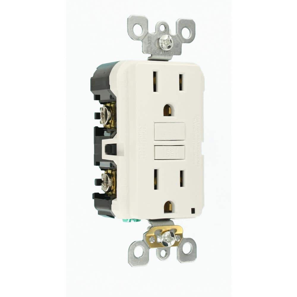 Leviton 15 Amp Self-Test SmartlockPro Slim Duplex GFCI Outlet, White