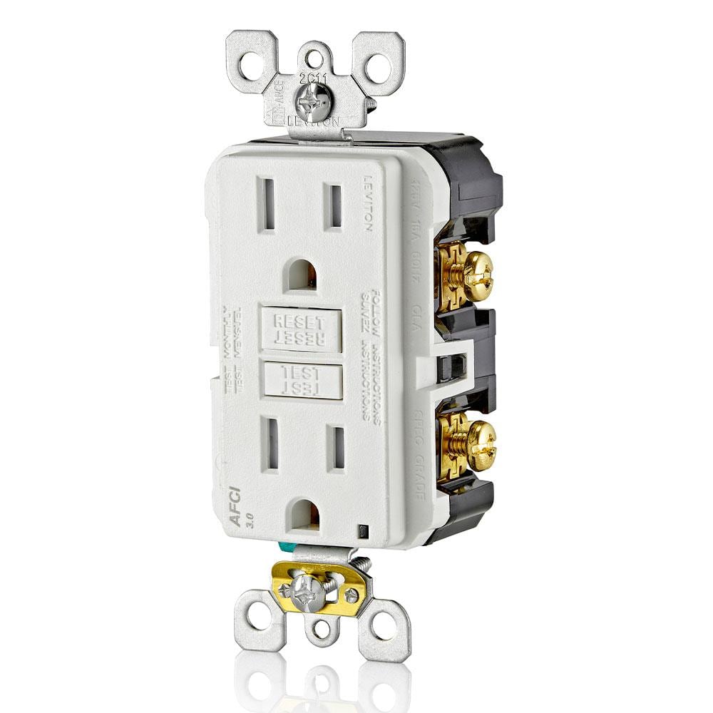 Leviton 15 Amp Tamper Resistant AFCI Outlet, White