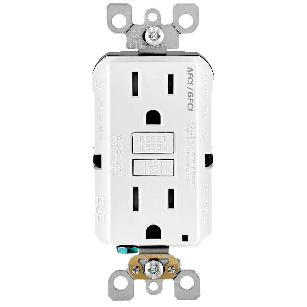 Leviton 15 Amp 125-Volt Duplex Self-Test SmartlockPro Tamper-Resistant AFCI/GFCI Dual Function Outlet, White
