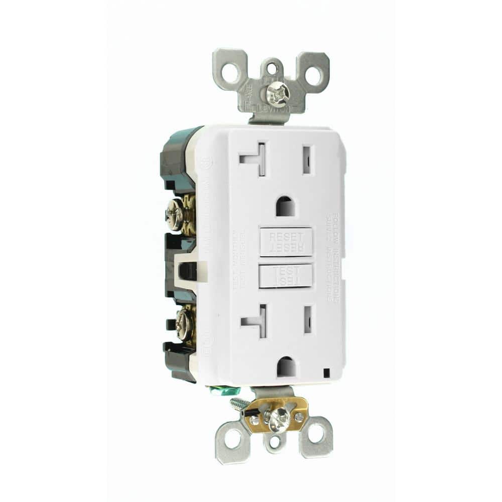 Leviton 20 Amp 125-Volt Duplex SmarTest Self-Test SmartlockPro Tamper-Resistant GFCI Outlet, White
