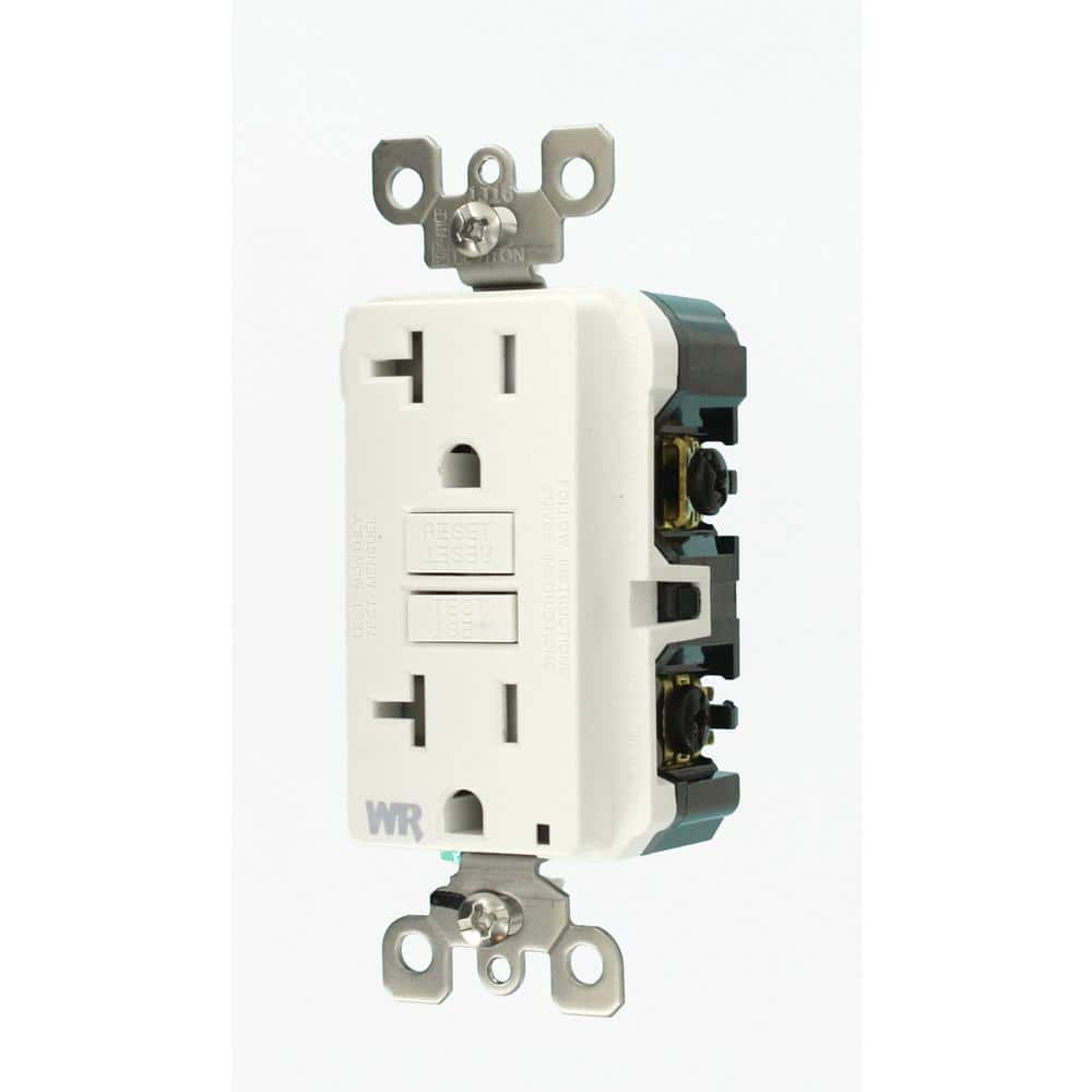 Leviton 20 Amp 125-Volt Duplex Self-Test Tamper-Resistant/Weather-Resistant GFCI Outlet, White (R92-GFWT2-0KW)