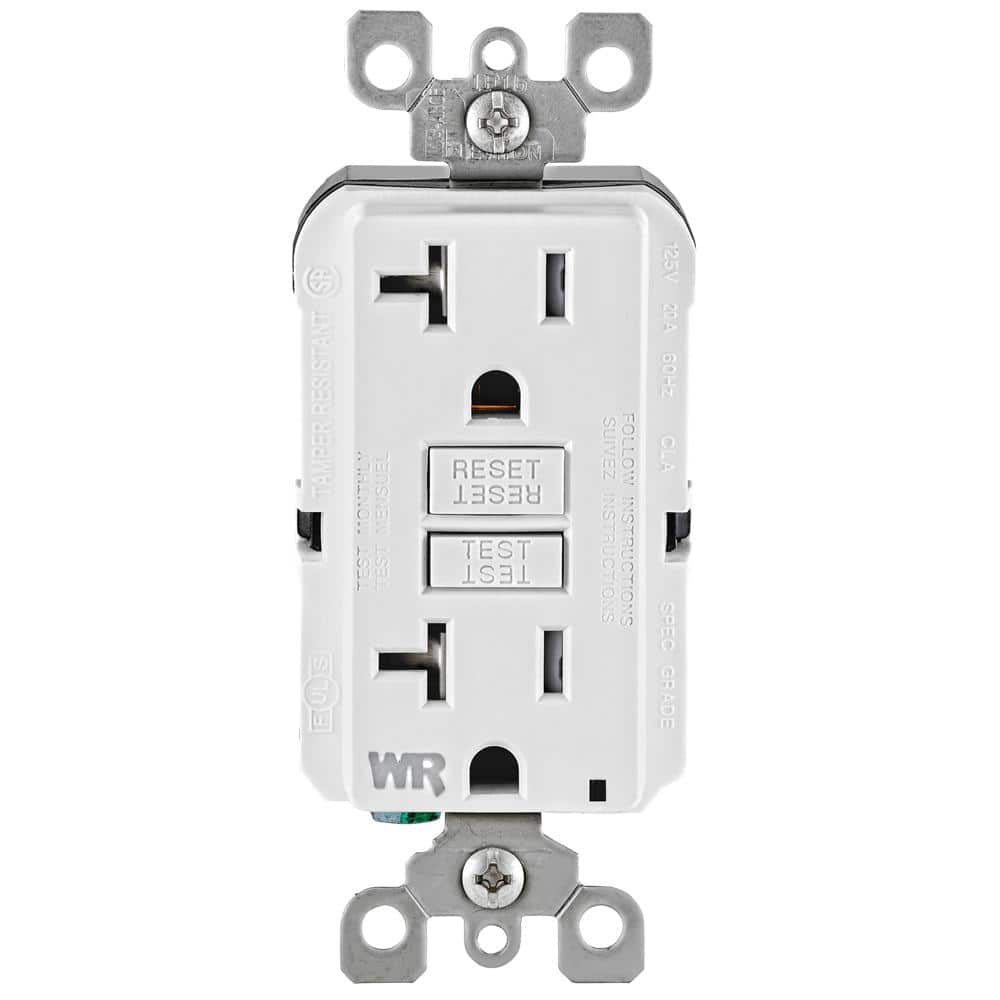 Leviton 20 Amp 125-Volt Duplex Self-Test Tamper-Resistant/Weather-Resistant GFCI Outlet, White (R92-GFWT2-0KW)