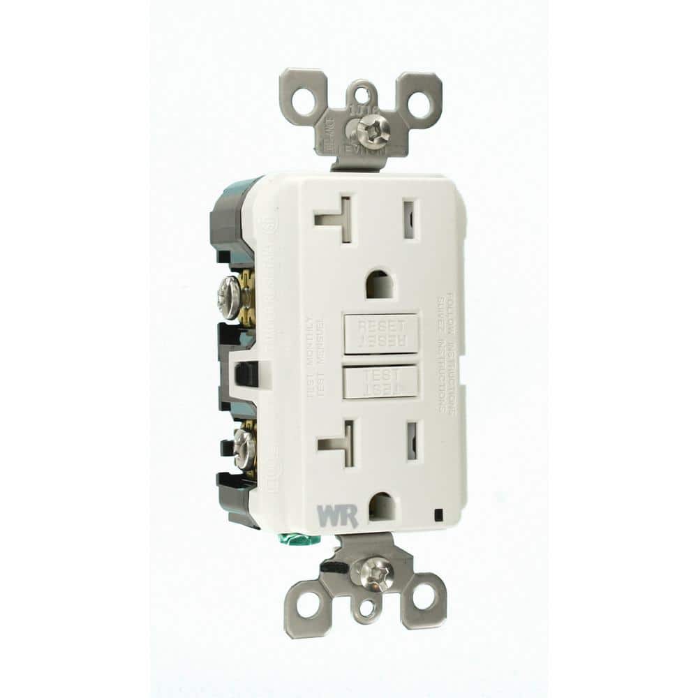 Leviton 20 Amp 125-Volt Duplex Self-Test Tamper-Resistant/Weather-Resistant GFCI Outlet, White (R92-GFWT2-0KW)