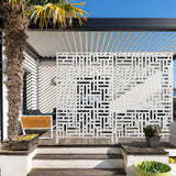 Lirago 75 x 48 in. White Modern Garden Screen Privacy Screen with Rectangle Patterns Wall Decal