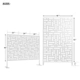 Lirago 75 x 48 in. White Modern Garden Screen Privacy Screen with Rectangle Patterns Wall Decal
