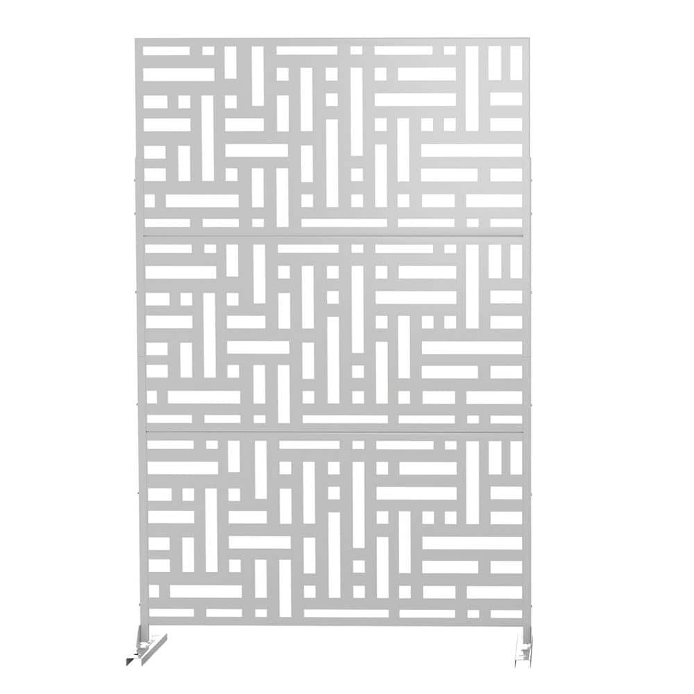 Lirago 75 x 48 in. White Modern Garden Screen Privacy Screen with Rectangle Patterns Wall Decal