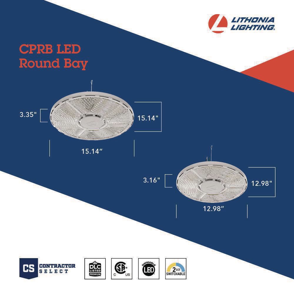 Lithonia Lighting Contractor Select CPRB 400-Watt Equivalent Integrated LED White High Bay Light Fixture, Switchable CCT