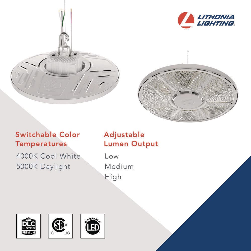Lithonia Lighting Contractor Select CPRB 400-Watt Equivalent Integrated LED White High Bay Light Fixture, Switchable CCT