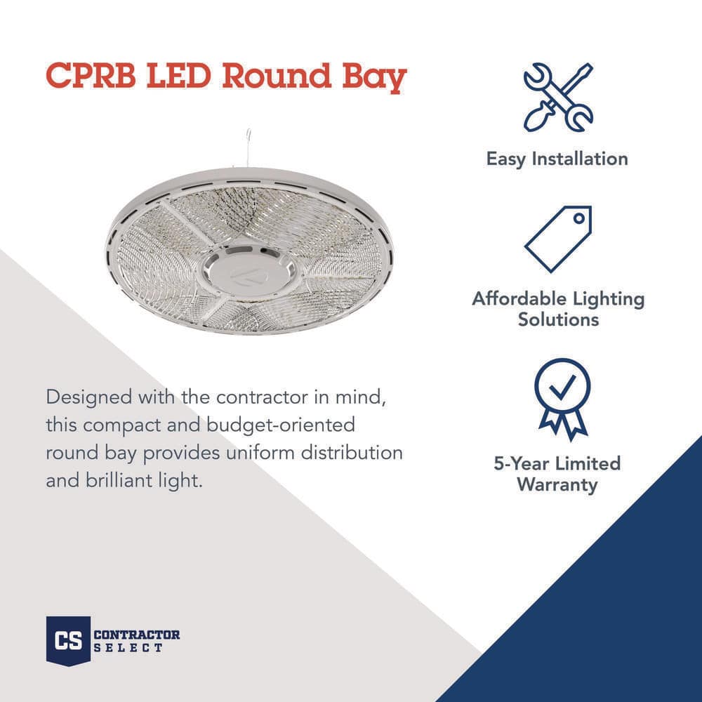 Lithonia Lighting Contractor Select CPRB 400-Watt Equivalent Integrated LED White High Bay Light Fixture, Switchable CCT