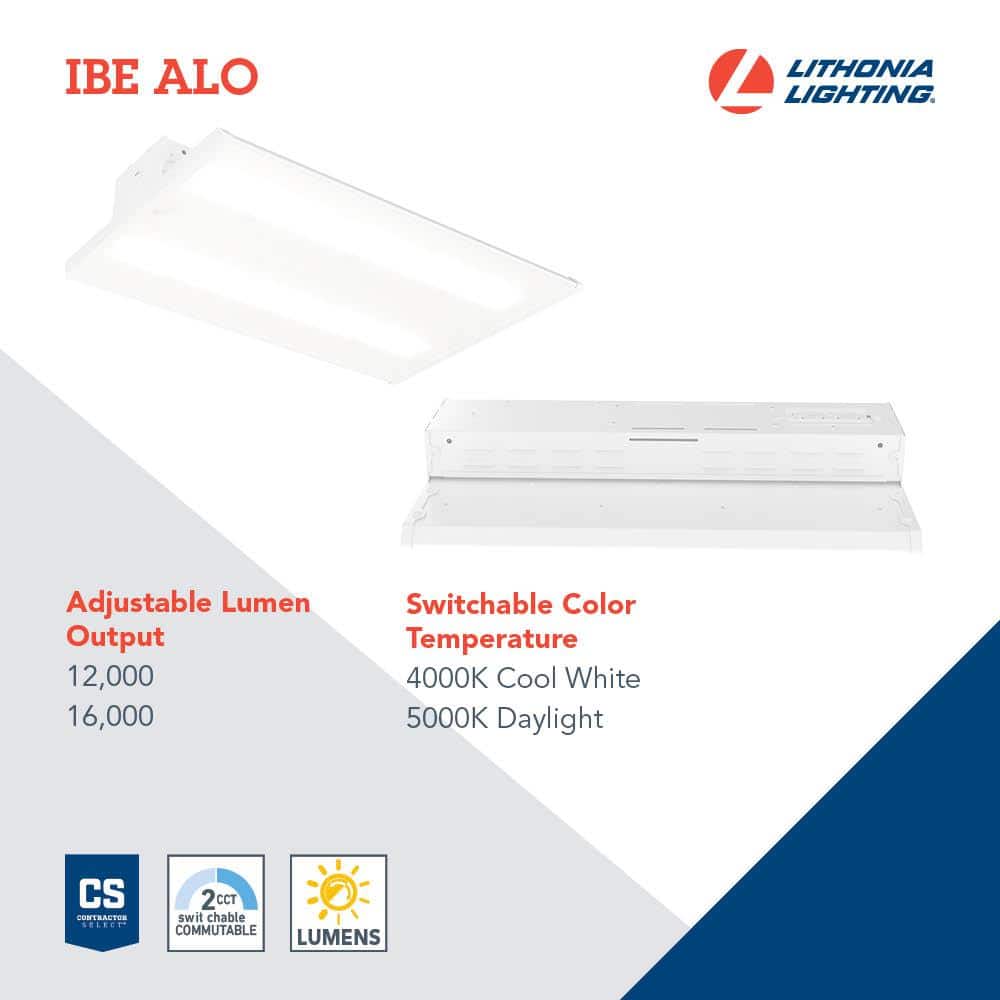 Lithonia Lighting IBE 1.5 ft. 200-Watt Equivalent Adjustable Lumen and CCT Integrated LED White High Bay Light