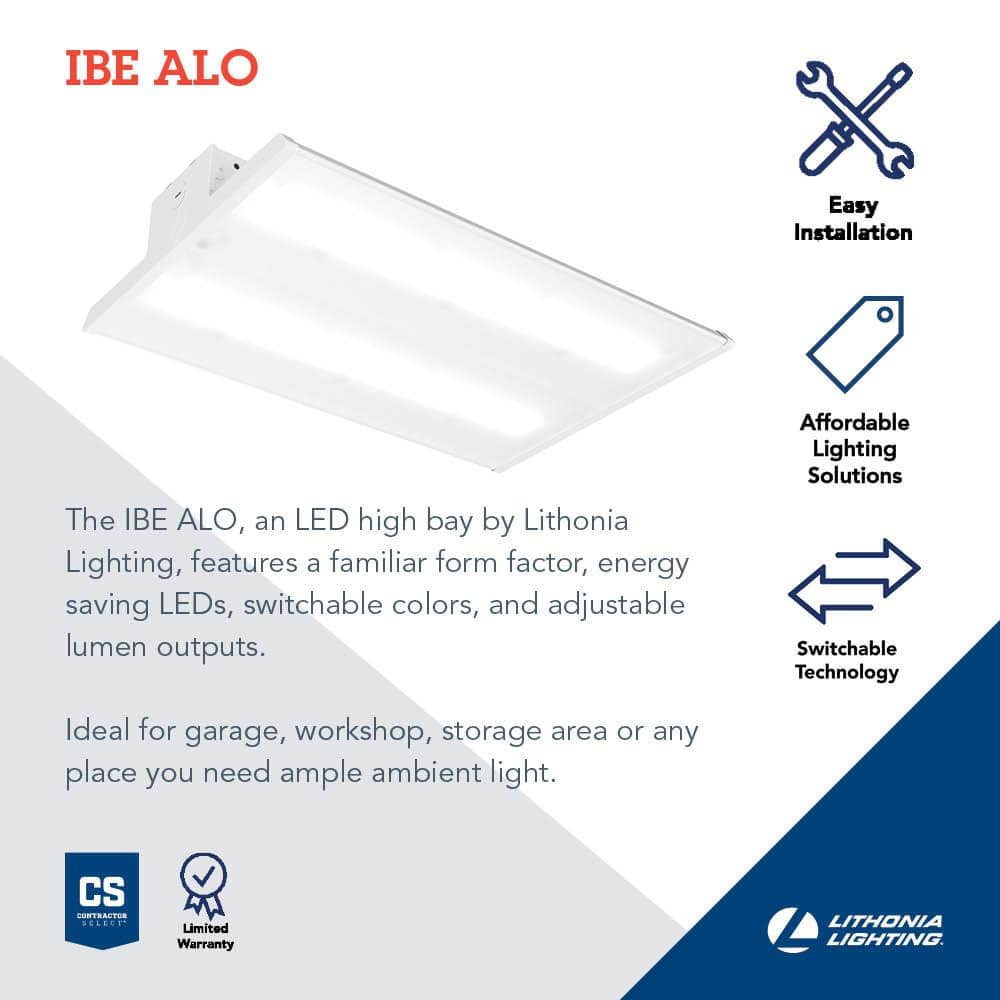 Lithonia Lighting IBE 1.5 ft. 200-Watt Equivalent Adjustable Lumen and CCT Integrated LED White High Bay Light