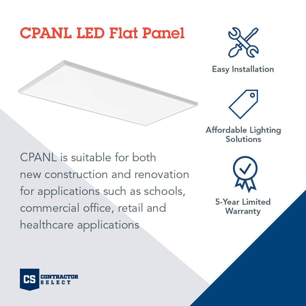Lithonia Lighting Contractor Select CPANL 2 ft. x 4 ft. 4000/5000/6000 Lumens White Integrated LED Flat Panel Light