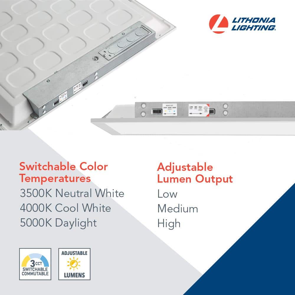 Lithonia Lighting Contractor Select CPX 2 ft. x 4 ft. Adjustable Lumens Integrated LED Panel Light with Switchable White Color Temperature