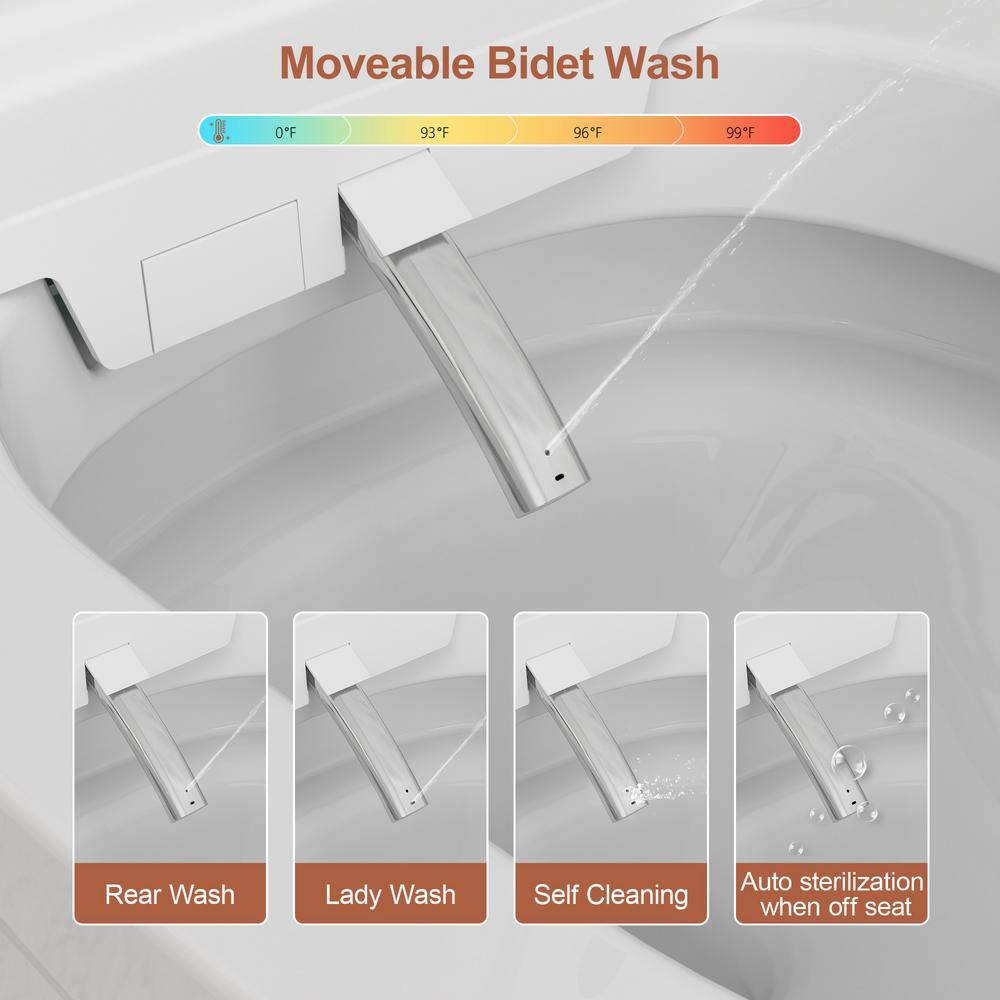 Logmey Smart Elongated Bidet Toilet with Auto Flush & Heated Seat in White