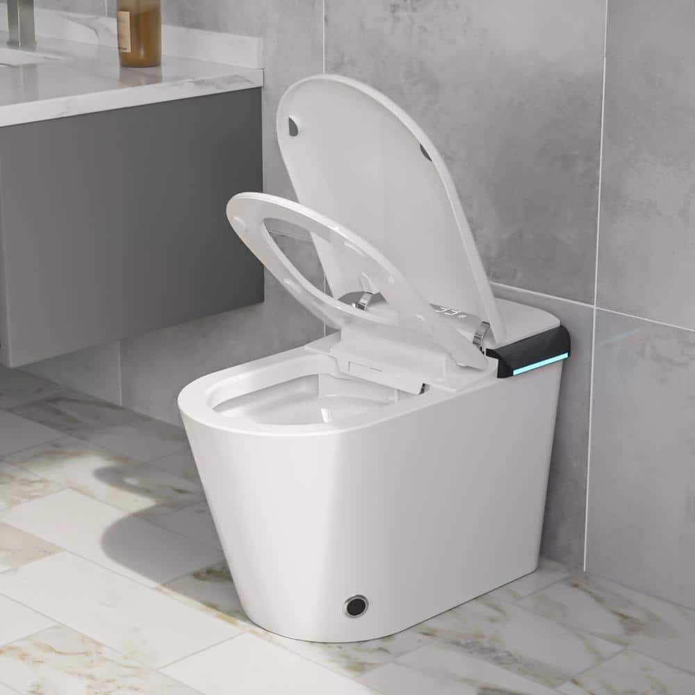 Logmey Smart Elongated Bidet Toilet with Auto Features and Aromatherapy - White