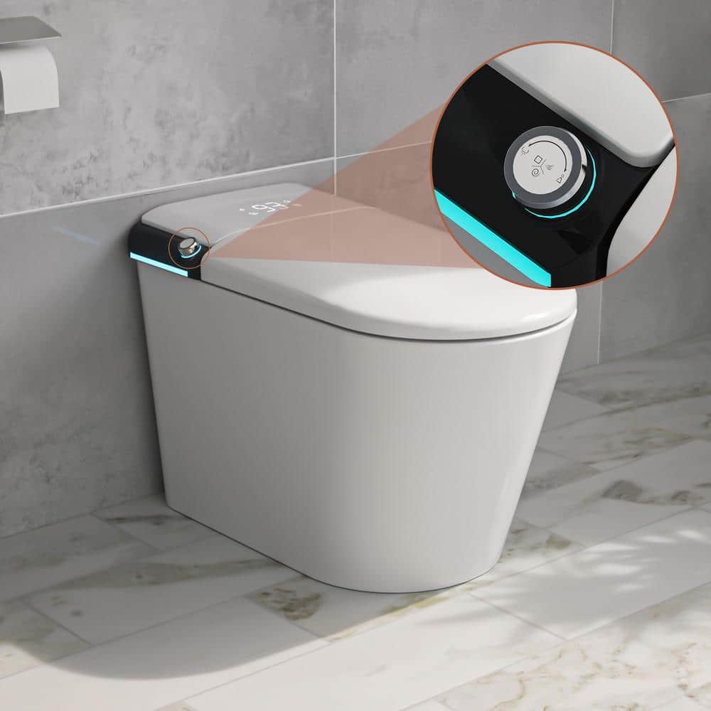 Logmey Smart Elongated Bidet Toilet with Auto Features and Aromatherapy - White