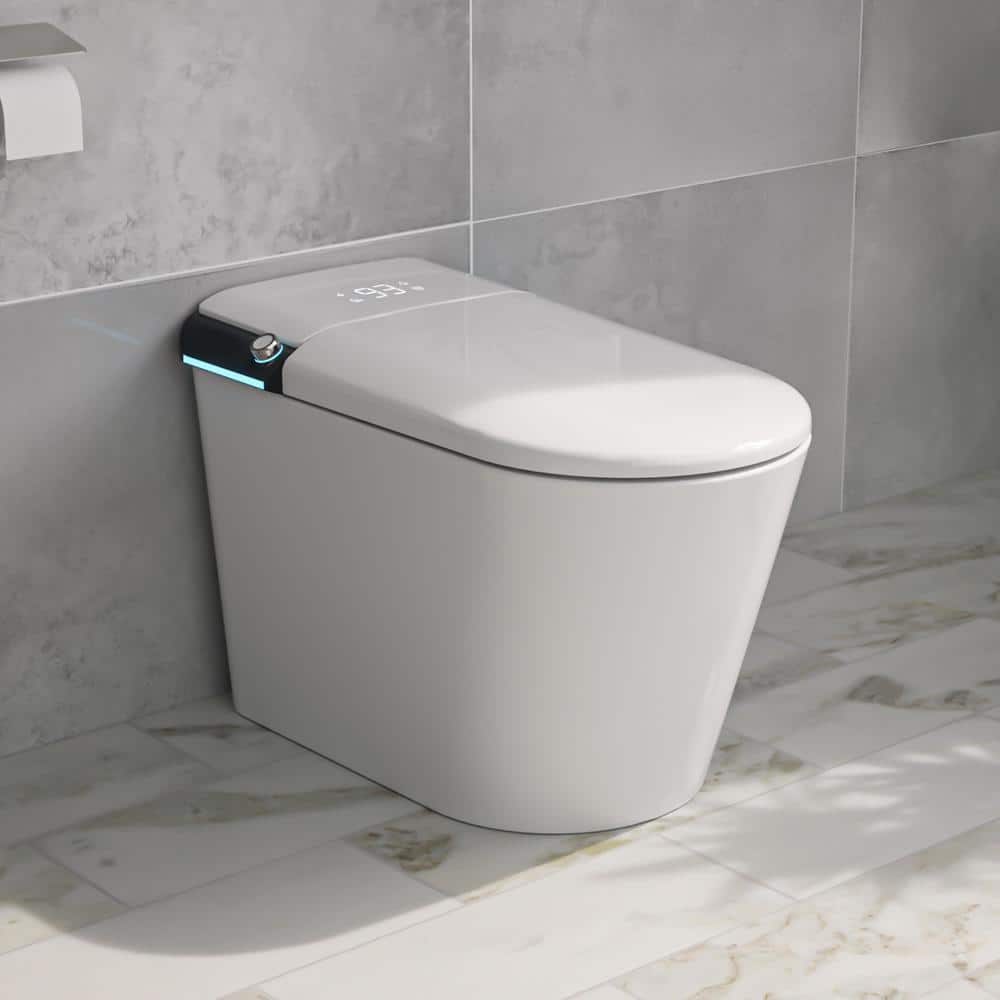 Logmey Smart Elongated Bidet Toilet with Auto Features and Aromatherapy - White