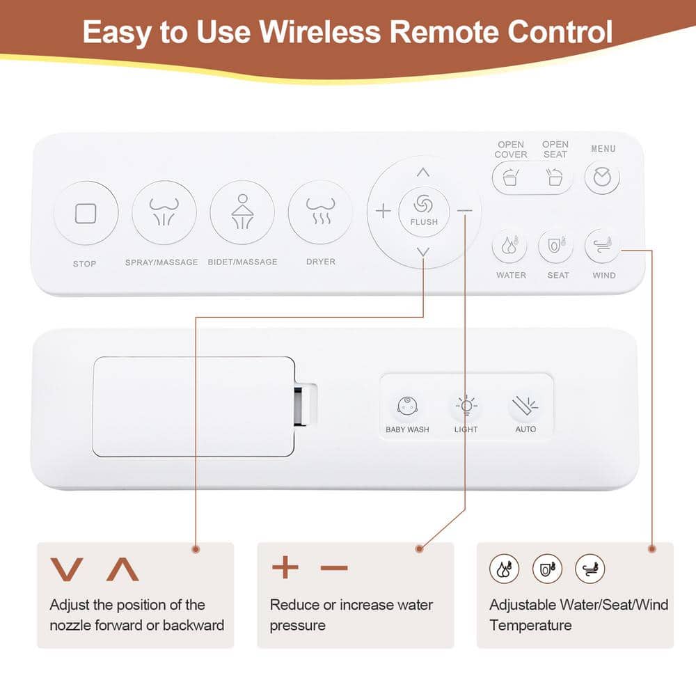 Logmey Elongated Smart Toilet | Heated Seat, Auto Flush, Night Light, Remote Control | MT-7G610