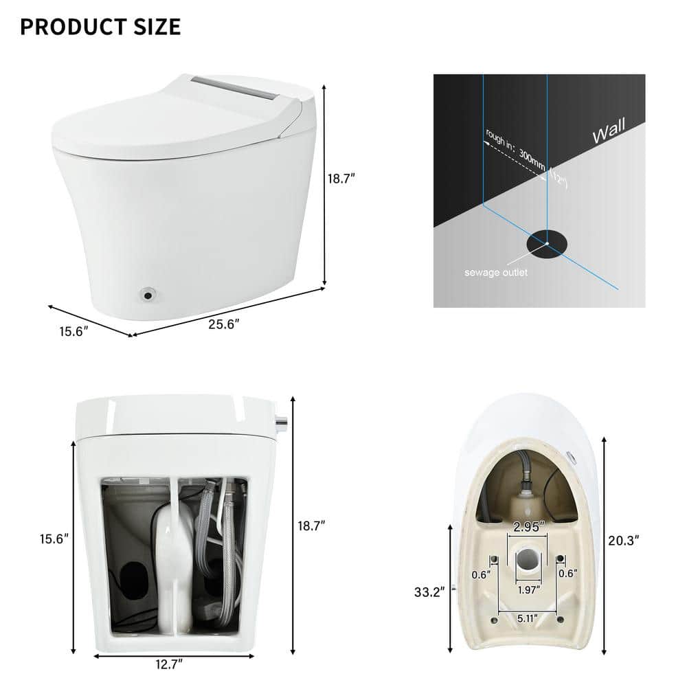 Logmey Elongated Smart Bidet Toilet with Heated Seat, Auto Flush, and Night Light