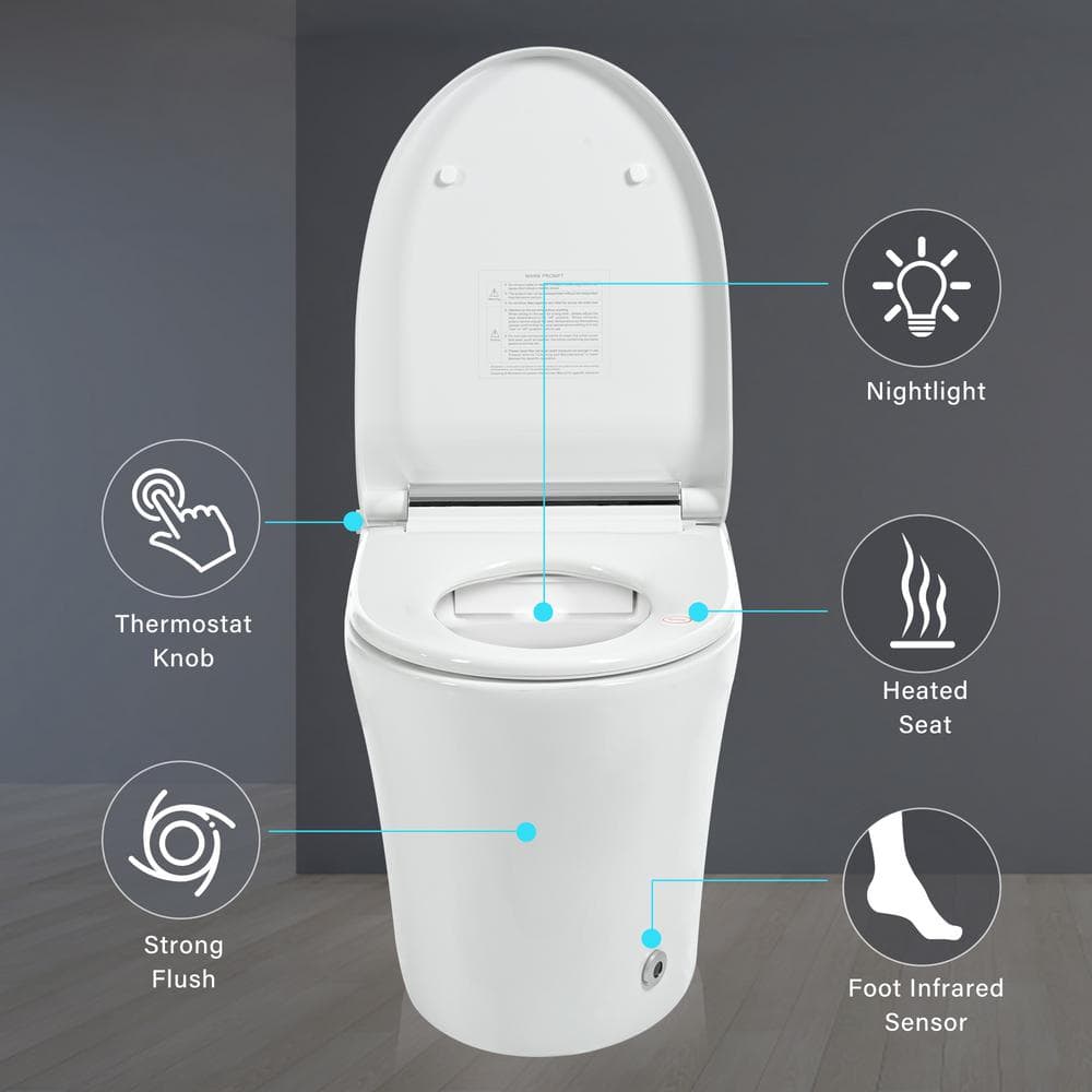 Logmey Elongated Smart Bidet Toilet with Heated Seat, Auto Flush, and Night Light
