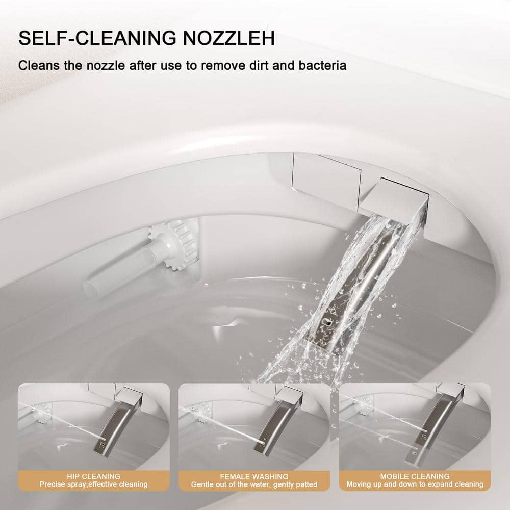 LORDEAR 1.27 GPF Tankless Elongated Smart Bidet Toilet with Auto Open/Close Lid in White