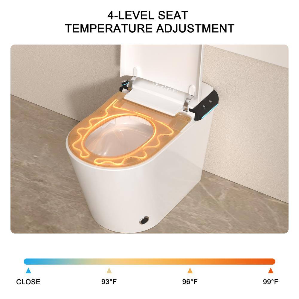 LORDEAR 1.27 GPF Tankless Elongated Smart Bidet Toilet with Auto Open/Close Lid in White