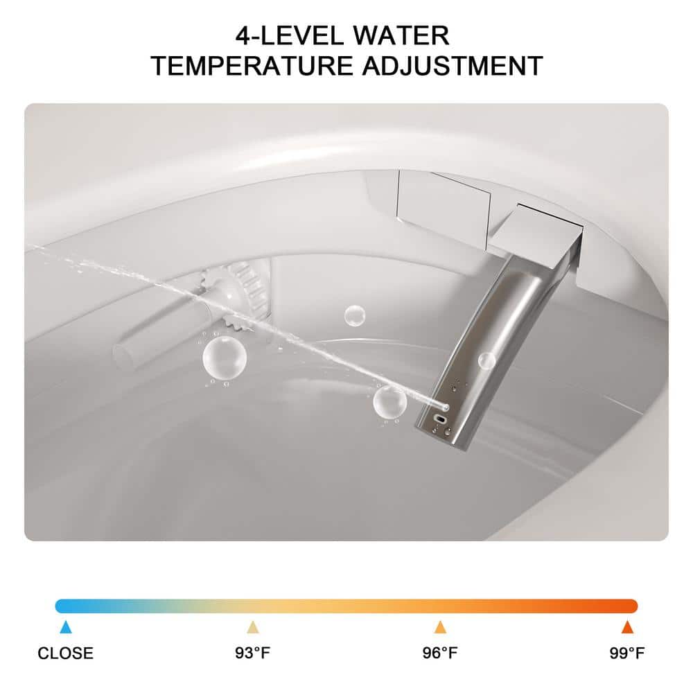 LORDEAR 1.27 GPF Tankless Elongated Smart Bidet Toilet with Auto Open/Close Lid in White