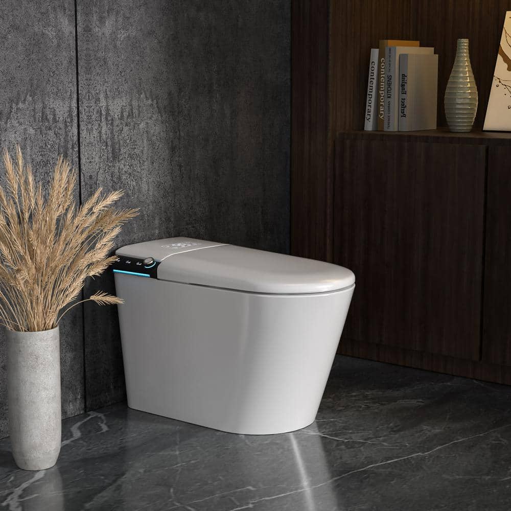LORDEAR 1.27 GPF Tankless Elongated Smart Bidet Toilet with Auto Open/Close Lid in White