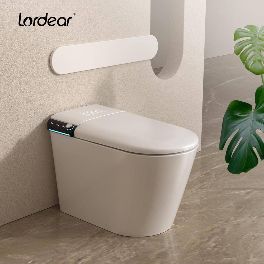 LORDEAR 1.27 GPF Tankless Elongated Smart Bidet Toilet with Auto Open/Close Lid in White