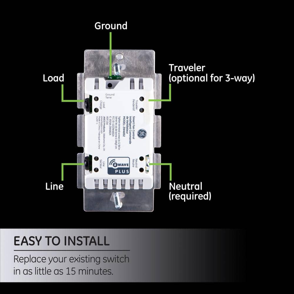 GE Enbrighten Z-Wave Plus In-Wall Smart Fan Control